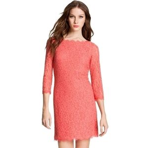 Diane Von Furstenberg Zarita Pink Grapefruit Lace Dress